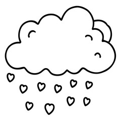 Cloud Drizzling Love Line Art Design