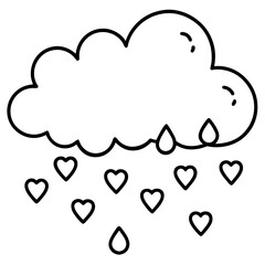 Cloud Drizzling Love Line Art Design