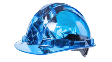 Blue safety helmet with transparent background. Transparent background