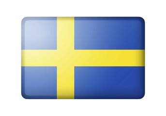 The Swedish flag. Rectangular matte icon. Isolated on white background