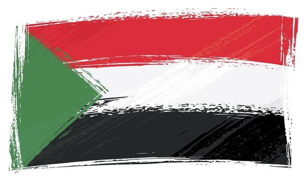 Sudan national flag created in grunge style