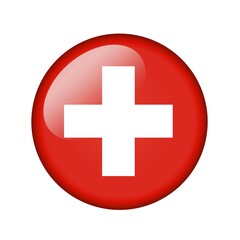 Obraz premium The Swiss flag. Round glossy icon. Isolated on white background