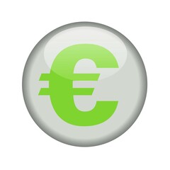 Glossy icon with a euro sign. Isolated