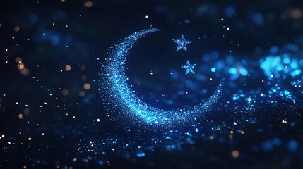 Ramadan, Featuring a cut pattern of sparkling star dust trail spiral particle effect. 3D illustration