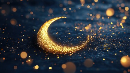 Ramadan, Featuring a cut pattern of sparkling star dust trail spiral particle effect. 3D illustration