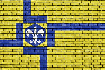 Flag of Lelystad painted on brick wall