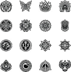 Collection of Aesthetic Tarot Art Glyph Icons 

