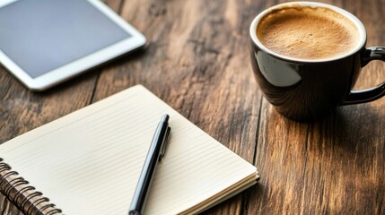 Cozy Meeting in a Café with Notebooks and a Cup of Coffee