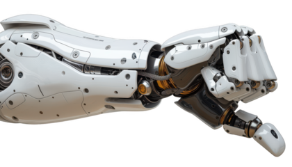 robot hand giving thumbs up isolated on transparent background