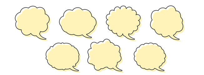 Fototapeta premium 色ずれ 雲形 吹き出しのセット