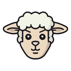 cute sheep head farm animal flat color vector illustration template design