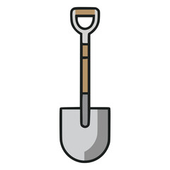 hand shovel farm tool equipment flat color vector illustration template design