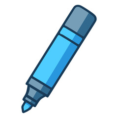 blue marker stationery draw write creative school flat color vector illustration template design