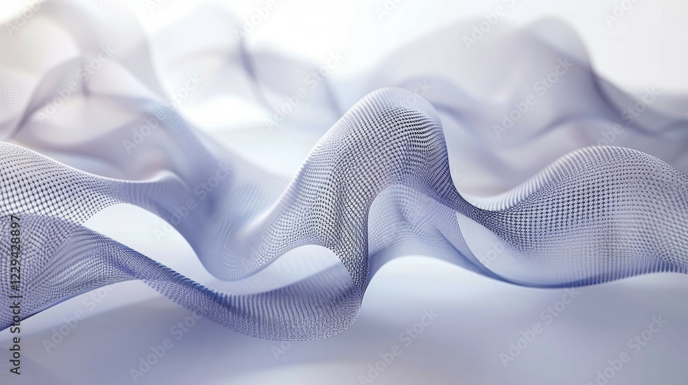 Poster abstract and smooth white mesh waves in a digital rendering with a tranquil feel, ai generated, ai g