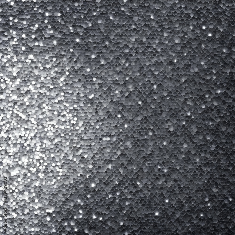 Poster tightly packed silver hexagonal shapes creating a metallic texture with a gradient lighting effect, 