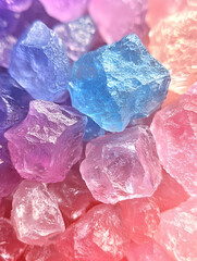 Fototapeta premium Colorful crystal stones background, close-up texture, vibrant hues, decorative design, website banner