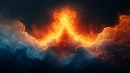 Abstract portrayal of natural elements merging with geometric patterns, black background, elemental harmony, organic geometry, vector graphic, simple animated design, abstract 