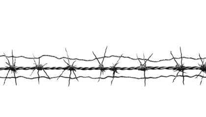 Set of barbed wires isolated on transparent background