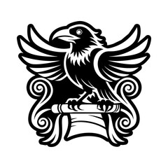 A filled style icon of raven symbol