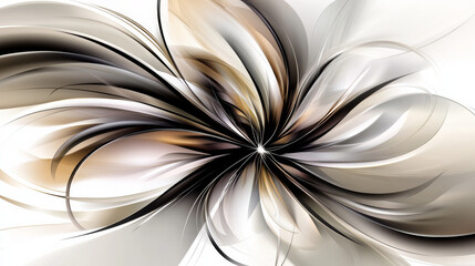 Abstract floral design with flowing lines and neutral tones