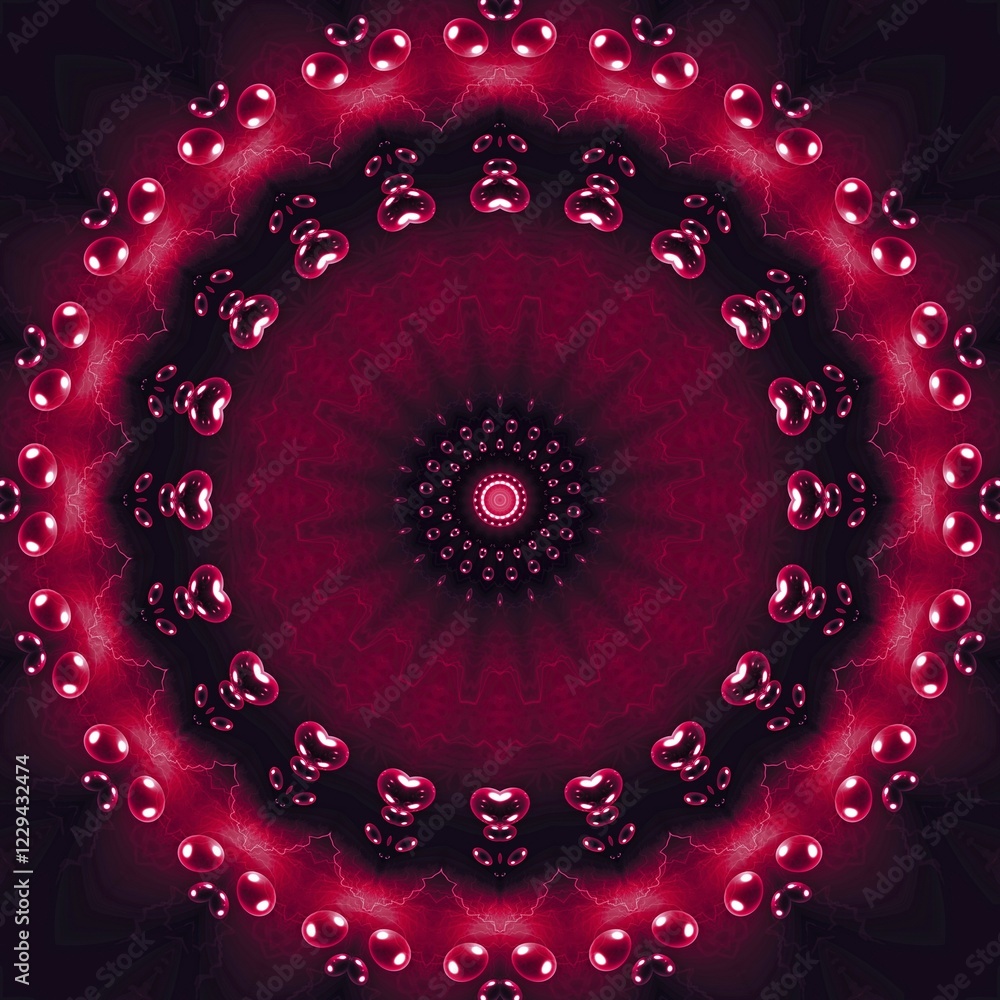 Poster abstract magic radial pattern with transparent bubbles