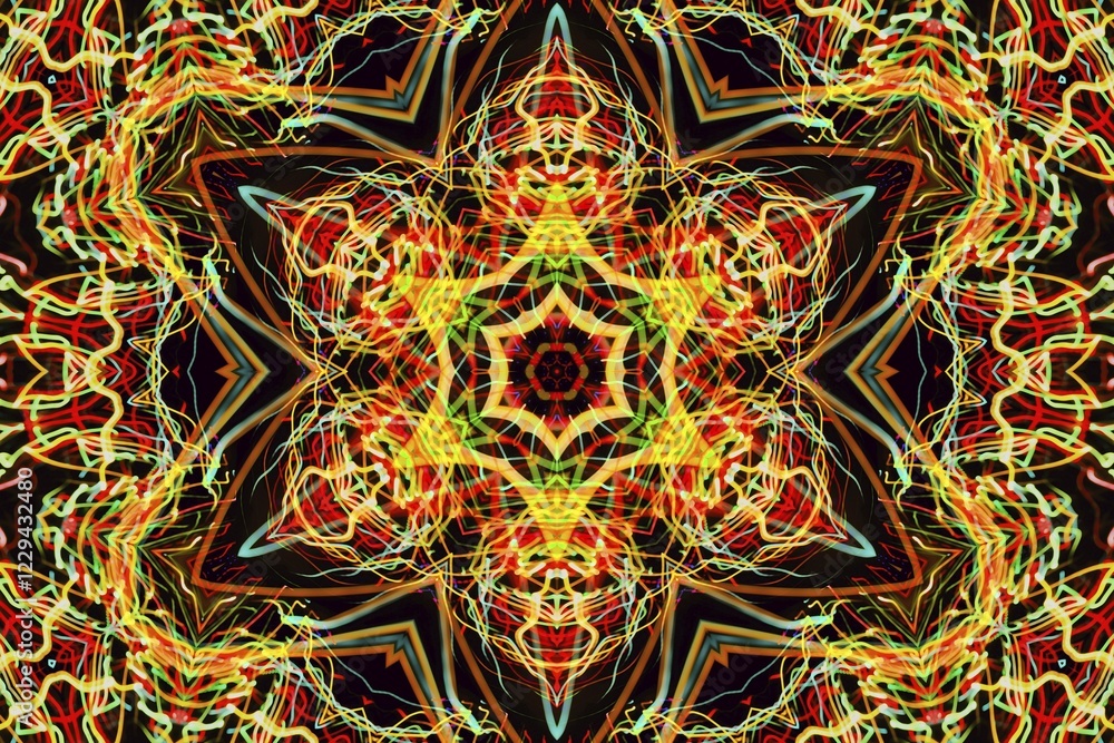 Poster bright background with abstract luminous pattern