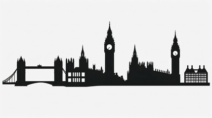 Fototapeta premium Silhouette of London's skyline featuring famous landmarks, AI generated