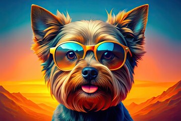 Funny Crypto Dog Panoramic Photo, Bitcoin Yorkshire Terrier