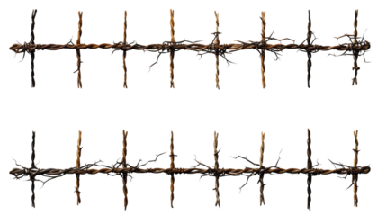 Set of barbed wires isolated on transparent background
