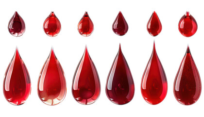 set of Blood drops isolated on transparent background