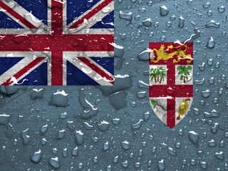 Flag of Fiji with rain drops