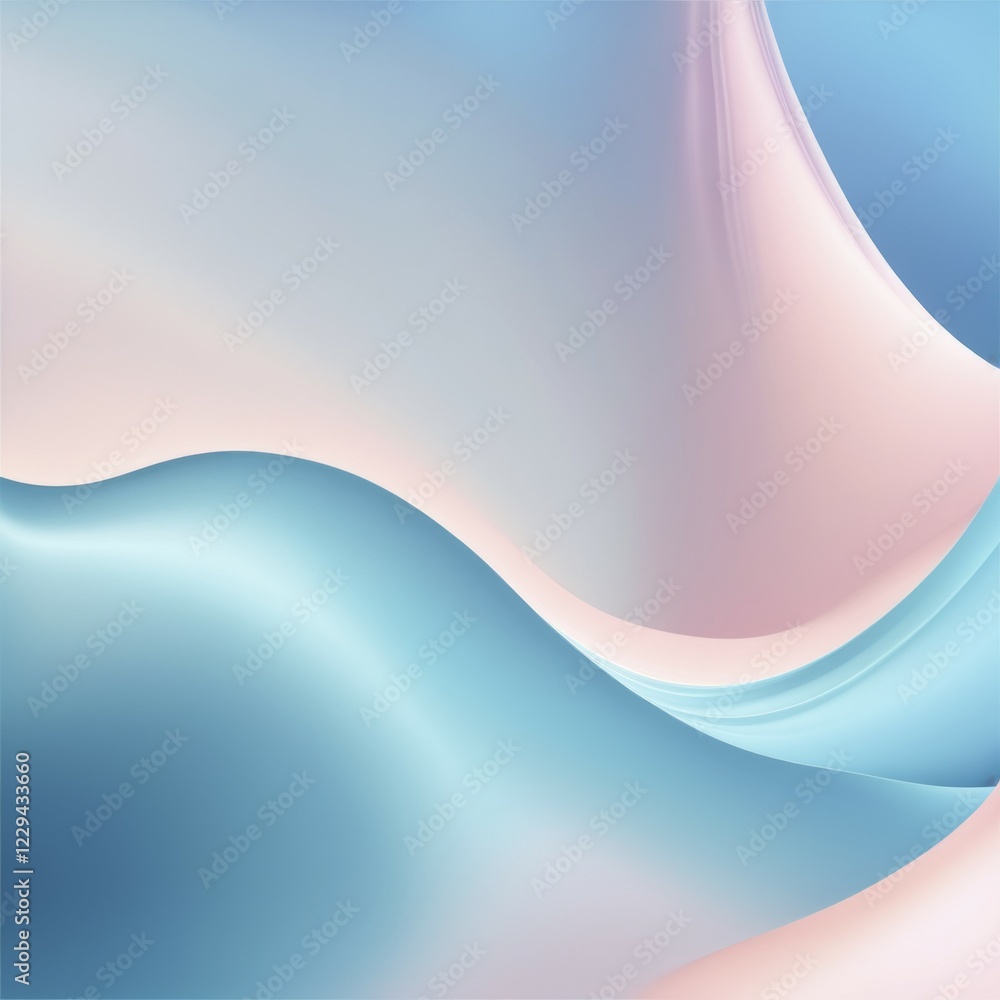 Aufkleber minimalistic abstract art with a light blue and pink gradient, creating smooth and flowing waves, ai