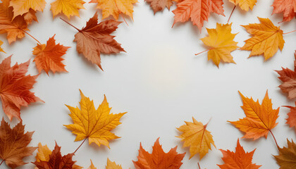 Autumn Leaves on White Background: A Festive Fall Arrangement