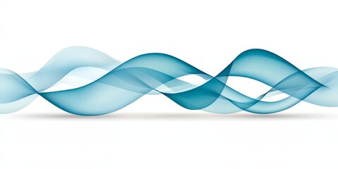 Abstract Flowing Blue Ribbons. Minimalistic Vector Design with Gentle Curves, Smooth Gradients.