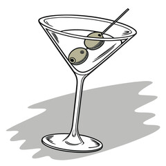Realistic 3D Vector Illustration of a Martini with Olive