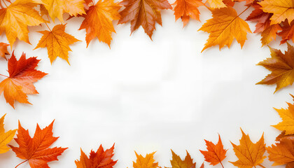 Autumn Leaves on White Background: A Festive Fall Arrangement