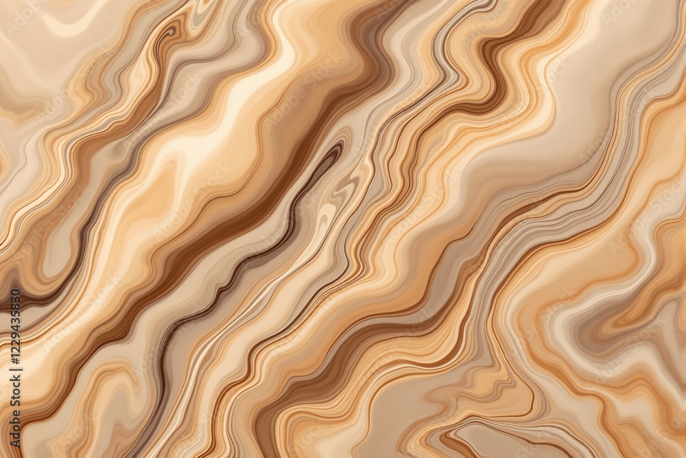 Poster abstract wavy beige and brown marble texture with fluid patterns resembling natural stone. stylish b