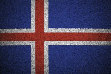 Fototapeta premium The Icelandic flag painted on a cork board