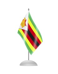 The Zimbabwe flag. Table Flag. Isolated on white