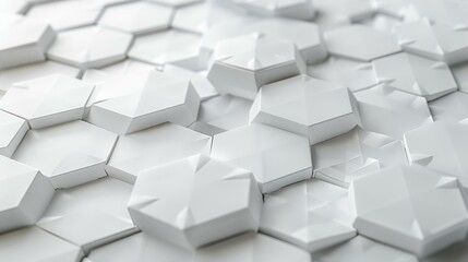 Obraz premium Abstract white hexagonal texture background; 3D rendered design for tech, website, or presentation