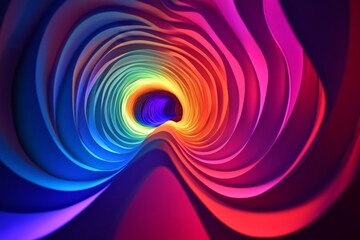 Fototapeta premium A colorful spiral with a rainbow inside. The spiral is red, blue, and purple. The rainbow is inside the spiral and is made up of many different colors
