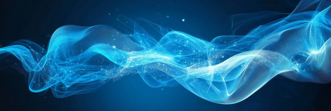 Electric Blue Wave Network Abstract Digital Landscape, Technical Seamless Pattern, Rendering