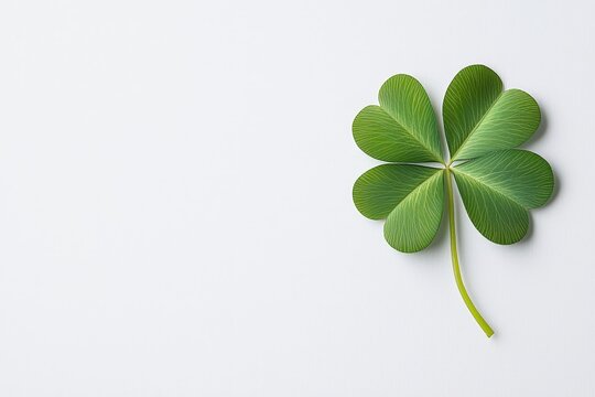 Fototapeta A vibrant green four-leaf clover isolated on a clean background.
