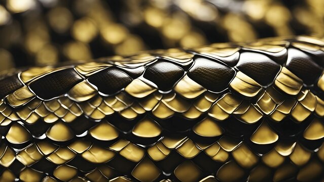 Close up on the wrinkled skin of a python with intricate patterns and vibrant hues, AI generated
