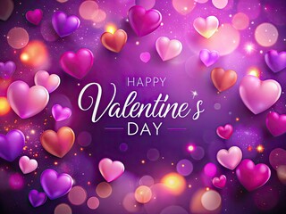 Happy Valentine's Day Purple Background Love Hearts Low Light Photography