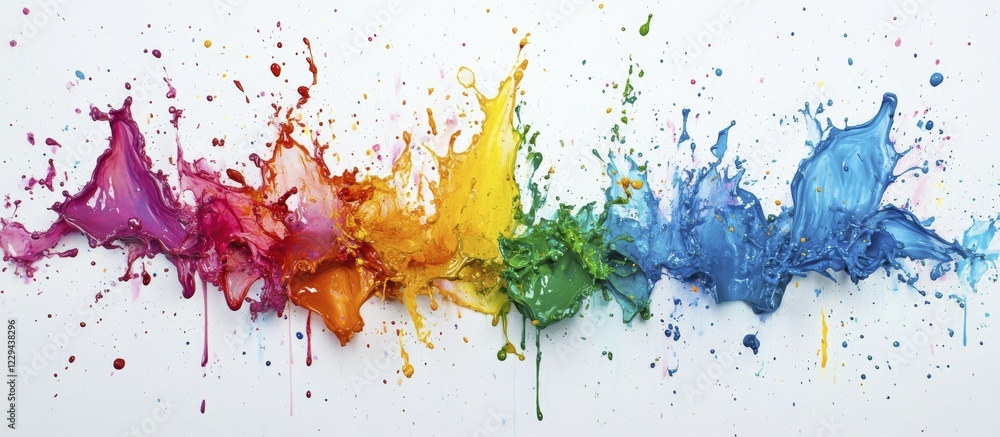 Aufkleber radiant burst of colorful paint splatters creating an abstract and dynamic piece, ai generated