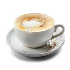 A cup of coffee latte in white background