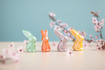 Easter Rabbits with spring flowers
