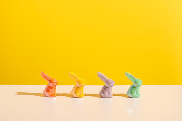 Vibrant Easter Bunnies. Spring Bunny Parade