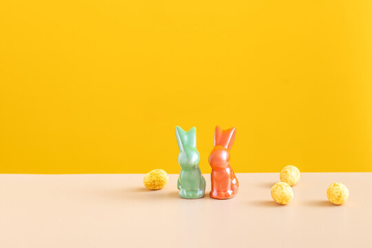 Minimalist Easter Bunnies and eggs